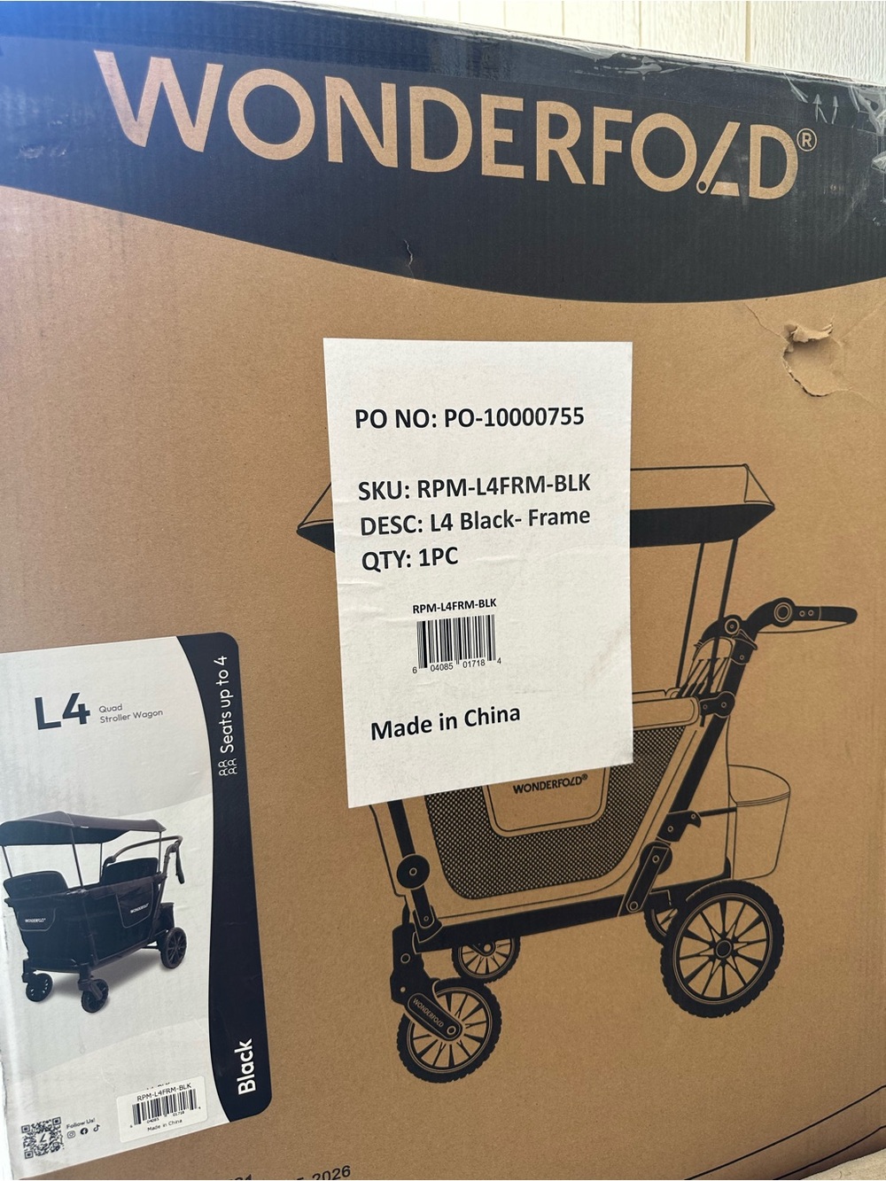 Wonderfold L4 Kids Wagon Frame — Black